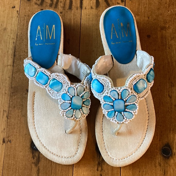 A|M by Ann Marino Shell and Seed Bead Sandal - Picture 1 of 7